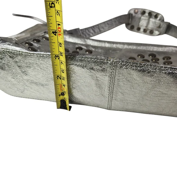 Steve Madden Vegan Silver Metallic Studded Purse Shoulder Bag Y2K Punk Medium - Picture 16 of 16